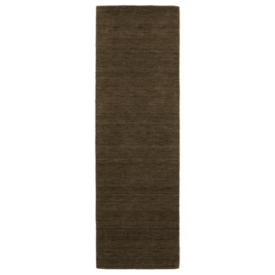 Aniston II 27117 Brown Area Rug, brown solid wool area rug with heathered texture and plush hand-tufted surface.
