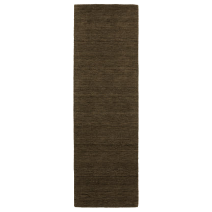 Aniston II 27117 Brown Area Rug, brown solid wool area rug with heathered texture and plush hand-tufted surface.