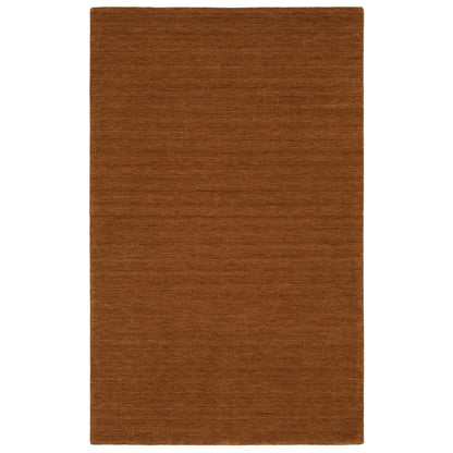 Aniston II 27118 Rust Area Rug, rust solid wool area rug with heathered texture and plush hand-tufted surface.