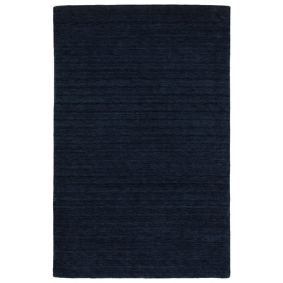 Aniston II 27119 Navy Area Rug, navy solid wool area rug with heathered texture and plush hand-tufted surface.