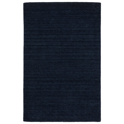 Aniston II 27119 Navy Area Rug, navy solid wool area rug with heathered texture and plush hand-tufted surface.