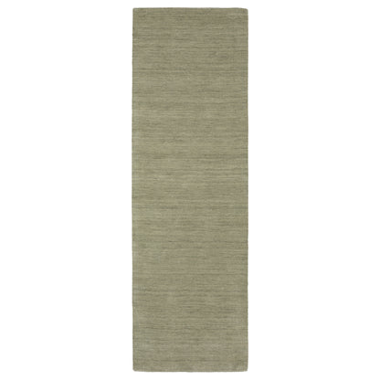 Aniston II 27120 Sage Green Area Rug, sage green solid wool area rug with heathered texture and plush hand-tufted surface.