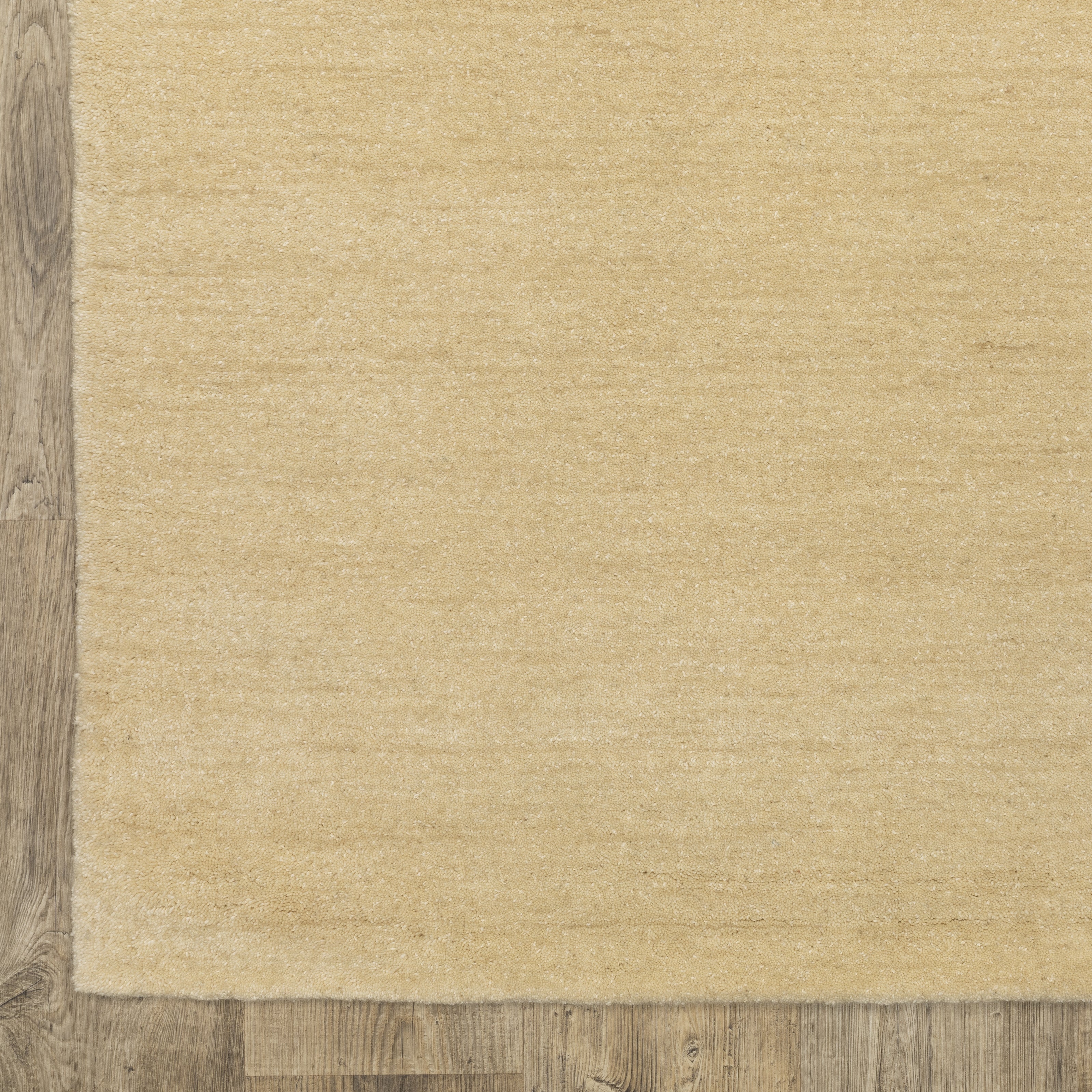 Aniston II 27122 Beige Area Rug, beige solid wool area rug with heathered texture and plush hand-tufted surface.