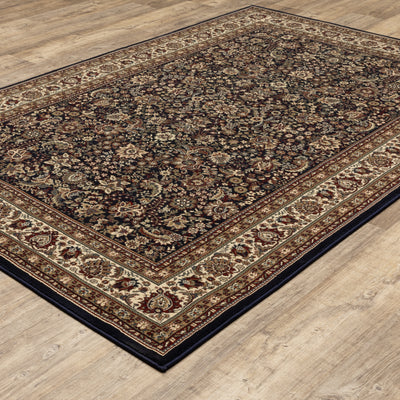 Ariana 113B2 Blue/Red Area Rug, blue, red traditional oriental area rug with crisp colors and detailed handmade collector-rug look.