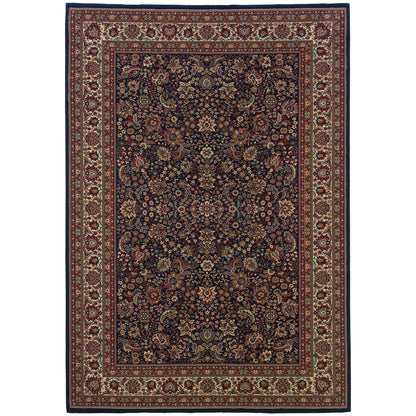Ariana 113B2 Blue/Red Area Rug, blue, red traditional oriental area rug with crisp colors and detailed handmade collector-rug look.
