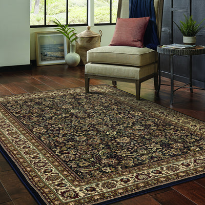 Ariana 113B2 Blue/Red Area Rug, blue, red traditional oriental area rug with crisp colors and detailed handmade collector-rug look.
