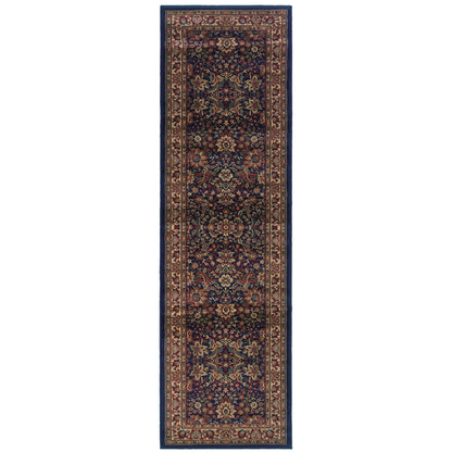 Ariana 113B2 Blue/Red Area Rug, blue, red traditional oriental area rug with crisp colors and detailed handmade collector-rug look.