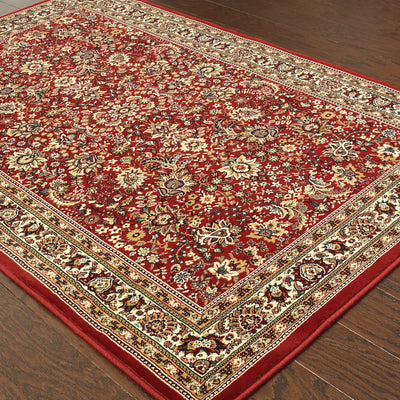 Ariana 113R3 Red/Ivory Area Rug, red ivory traditional oriental area rug with crisp palette and detailed collector-style pattern.