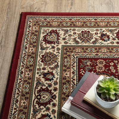 Ariana 113R3 Red/Ivory Area Rug, red ivory traditional oriental area rug with crisp palette and detailed collector-style pattern.
