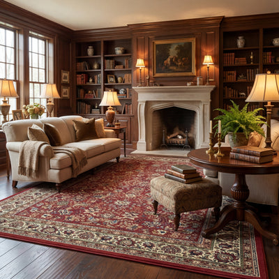 Ariana 113R3 Red/Ivory Area Rug, red ivory traditional oriental area rug with crisp palette and detailed collector-style pattern.