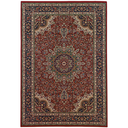 Ariana 116R3 Red/Blue Area Rug, red, blue traditional oriental area rug with crisp colors and detailed handmade collector-rug look.