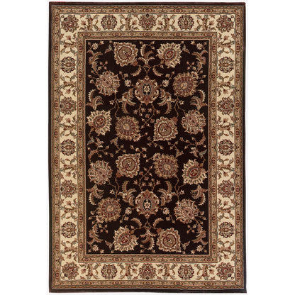 Ariana 117D3 Brown/Ivory Area Rug, brown ivory traditional oriental area rug with crisp updated hues and detailed pattern work.