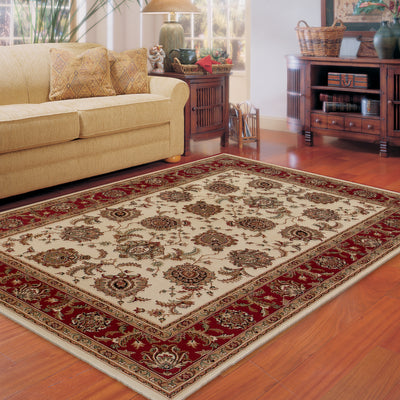 Ariana 117J3 Ivory/Red Area Rug, ivory red traditional oriental area rug with polished Old-World styling and fine pattern detail.