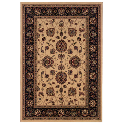 Ariana 130/7 Ivory/Black Area Rug, ivory black traditional oriental area rug with dramatic contrast and crisp detailed pattern.