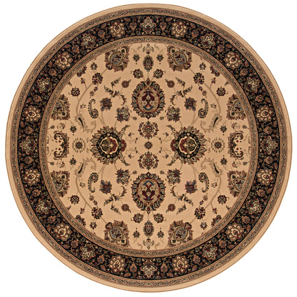 Ariana 130/7 Ivory/Black Area Rug, ivory black traditional oriental area rug with dramatic contrast and crisp detailed pattern.