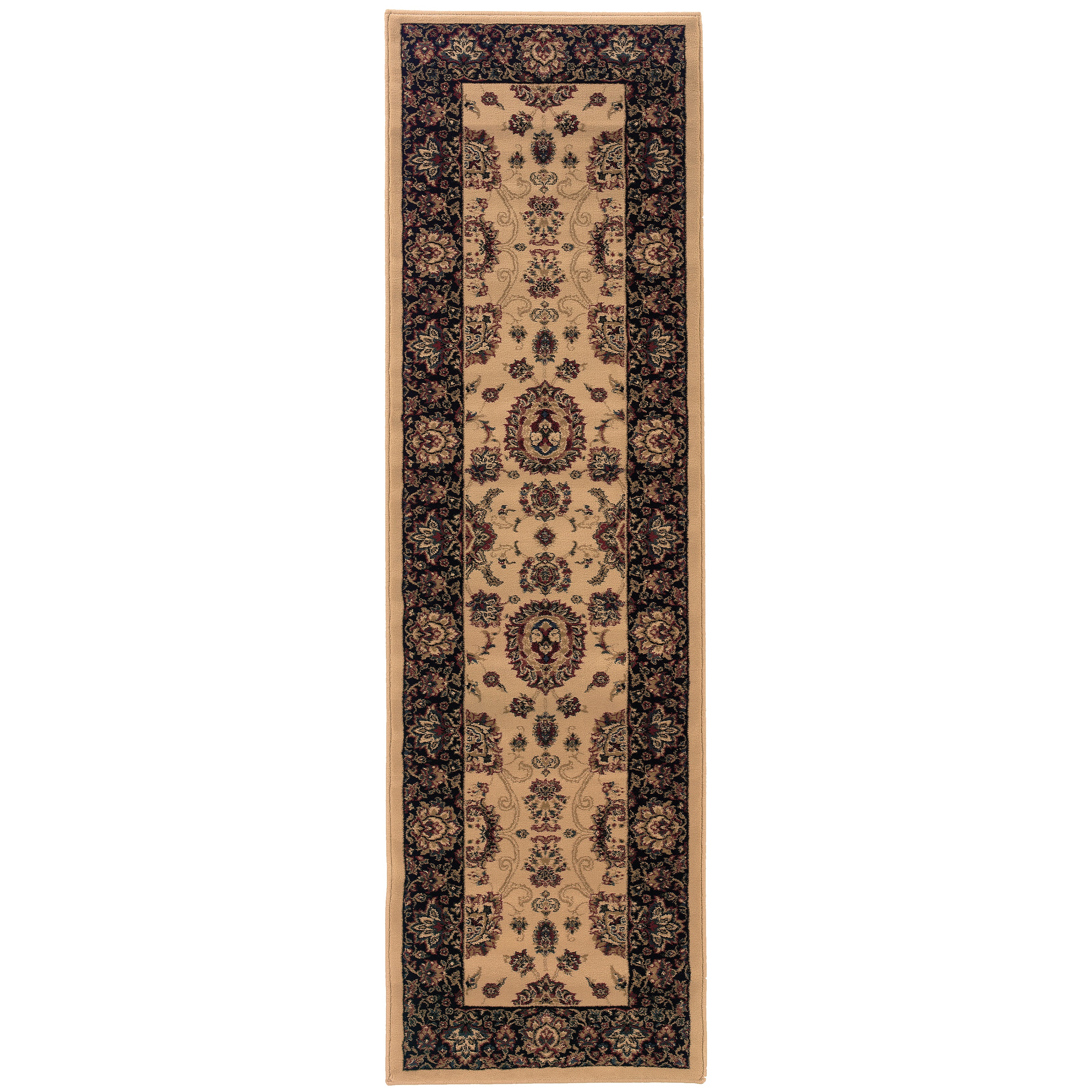 Ariana 130/7 Ivory/Black Area Rug, ivory black traditional oriental area rug with dramatic contrast and crisp detailed pattern.
