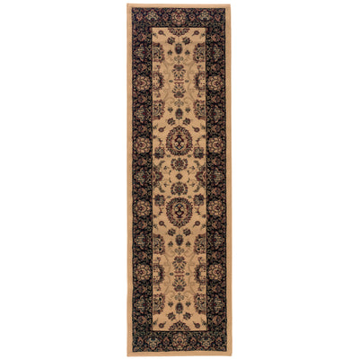 Ariana 130/7 Ivory/Black Area Rug, ivory black traditional oriental area rug with dramatic contrast and crisp detailed pattern.