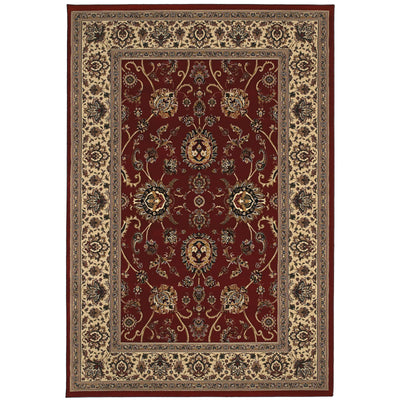 Ariana 130/8 Red/Ivory Area Rug, red ivory traditional oriental area rug with Old-World styling and intricate pattern definition.
