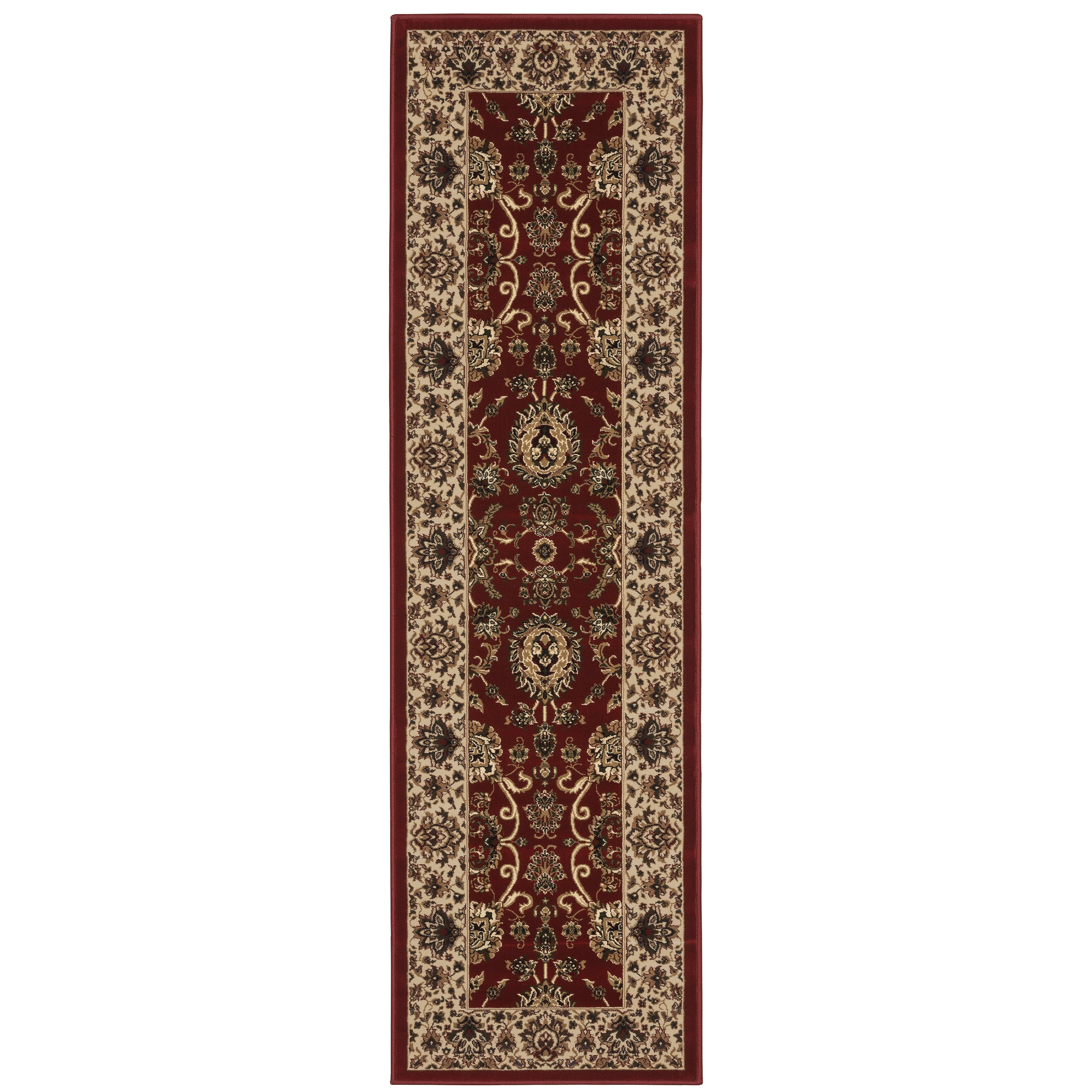 Ariana 130/8 Red/Ivory Area Rug, red ivory traditional oriental area rug with Old-World styling and intricate pattern definition.