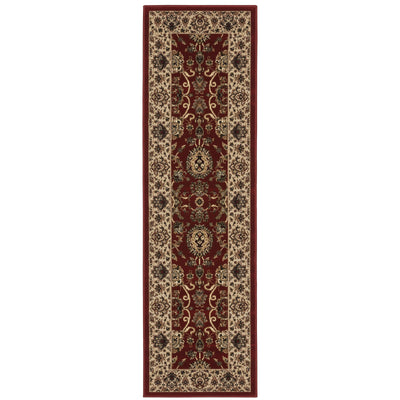 Ariana 130/8 Red/Ivory Area Rug, red ivory traditional oriental area rug with Old-World styling and intricate pattern definition.