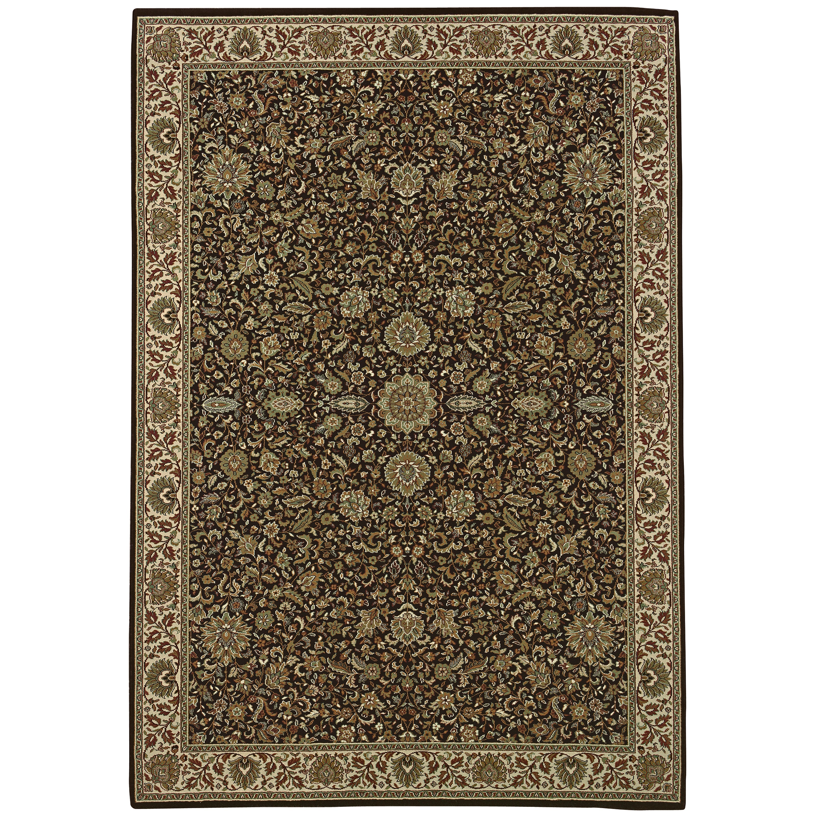 Ariana 172D2 Brown/Ivory Area Rug, brown ivory traditional oriental area rug with classic pattern detail and crisp updated hues.