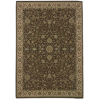 Ariana 172D2 Brown/Ivory Area Rug, brown ivory traditional oriental area rug with classic pattern detail and crisp updated hues.