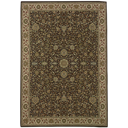 Ariana 172D2 Brown/Ivory Area Rug, brown ivory traditional oriental area rug with classic pattern detail and crisp updated hues.