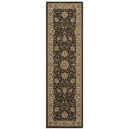 Ariana 172D2 Brown/Ivory Area Rug, brown ivory traditional oriental area rug with classic pattern detail and crisp updated hues.