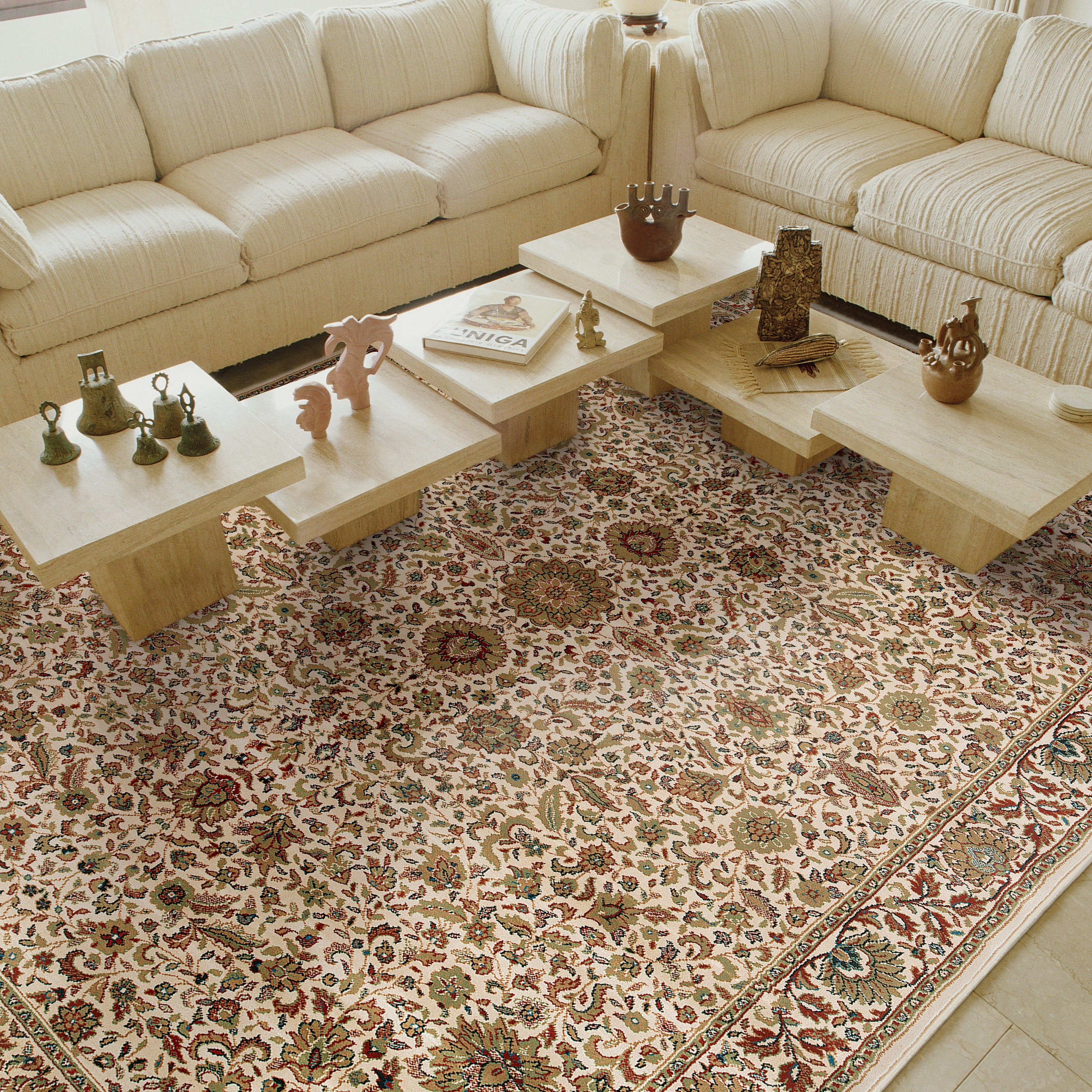 Ariana 172W3 Ivory/Green Area Rug, ivory green traditional oriental area rug with fresh collector-style pattern and refined detail.