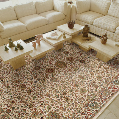 Ariana 172W3 Ivory/Green Area Rug, ivory green traditional oriental area rug with fresh collector-style pattern and refined detail.