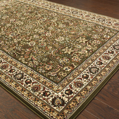 Ariana 213G8 Green/Ivory Area Rug, green ivory traditional oriental area rug with crisp pattern work and collector-rug appearance.