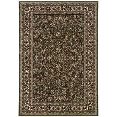 Ariana 213G8 Green/Ivory Area Rug, green ivory traditional oriental area rug with crisp pattern work and collector-rug appearance.