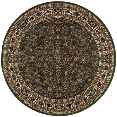 Ariana 213G8 Green/Ivory Area Rug, green ivory traditional oriental area rug with crisp pattern work and collector-rug appearance.