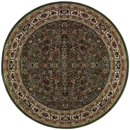 Ariana 213G8 Green/Ivory Area Rug, green ivory traditional oriental area rug with crisp pattern work and collector-rug appearance.
