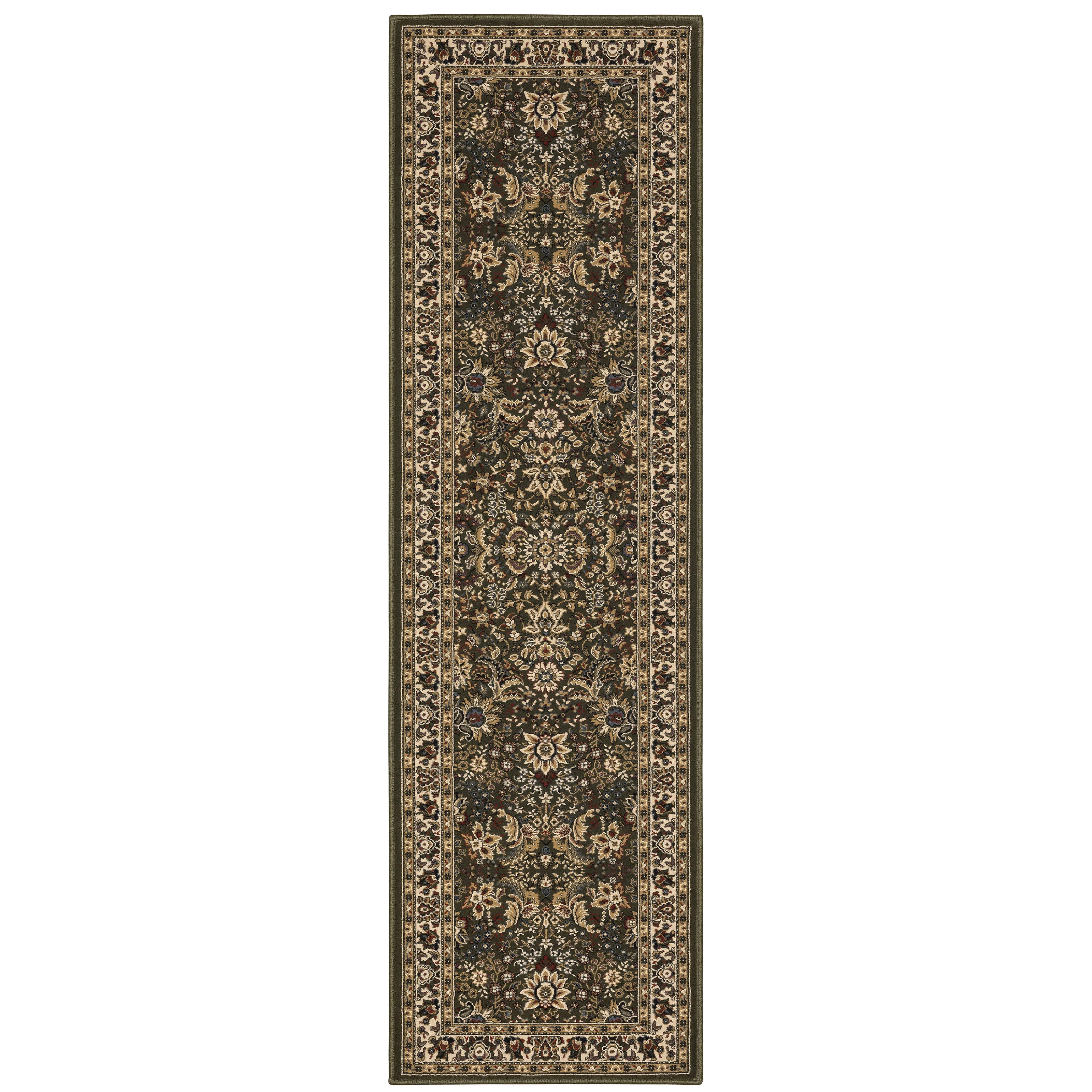 Ariana 213G8 Green/Ivory Area Rug, green ivory traditional oriental area rug with crisp pattern work and collector-rug appearance.