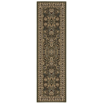 Ariana 213G8 Green/Ivory Area Rug, green ivory traditional oriental area rug with crisp pattern work and collector-rug appearance.