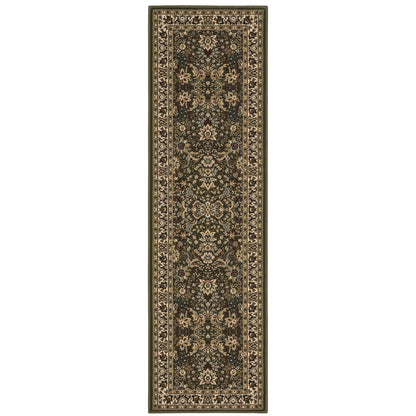 Ariana 213G8 Green/Ivory Area Rug, green ivory traditional oriental area rug with crisp pattern work and collector-rug appearance.