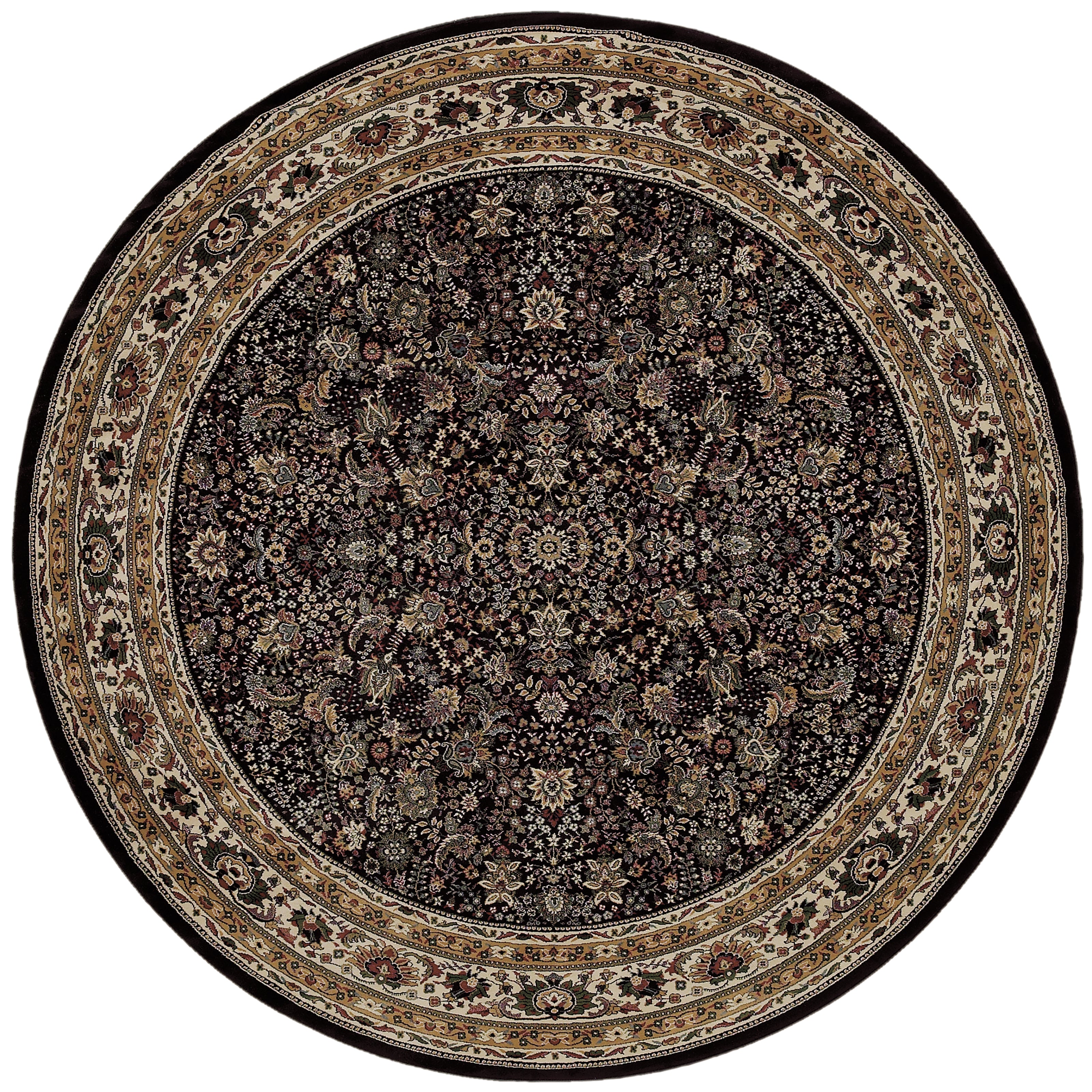 Ariana 213K8 Black/Ivory Area Rug, black ivory traditional oriental area rug with dramatic contrast and crisp detailed pattern.