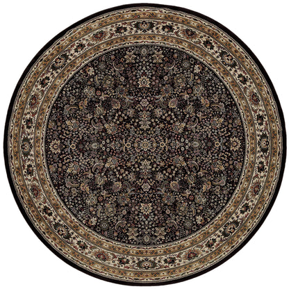Ariana 213K8 Black/Ivory Area Rug, black ivory traditional oriental area rug with dramatic contrast and crisp detailed pattern.