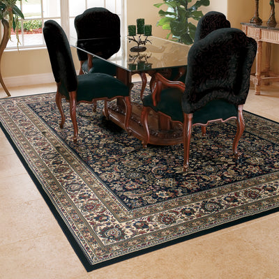 Ariana 213K8 Black/Ivory Area Rug, black ivory traditional oriental area rug with dramatic contrast and crisp detailed pattern.