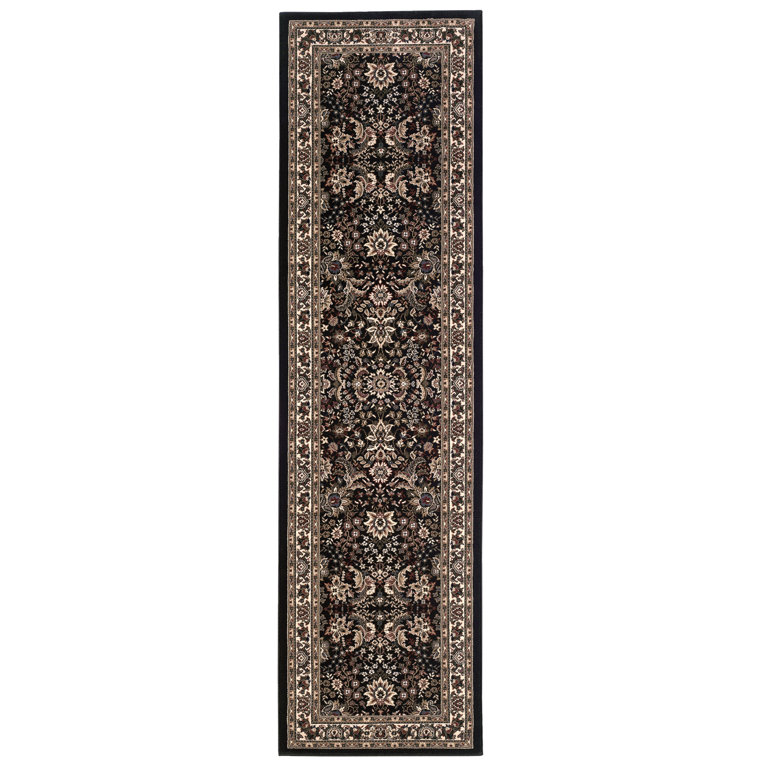 Ariana 213K8 Black/Ivory Area Rug, black ivory traditional oriental area rug with dramatic contrast and crisp detailed pattern.