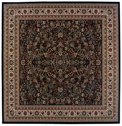 Ariana 213K8 Black/Ivory Area Rug, black ivory traditional oriental area rug with dramatic contrast and crisp detailed pattern.