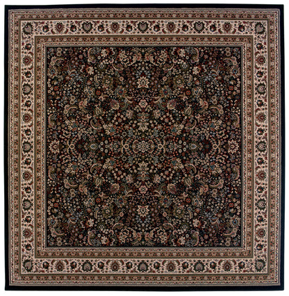 Ariana 213K8 Black/Ivory Area Rug, black ivory traditional oriental area rug with dramatic contrast and crisp detailed pattern.