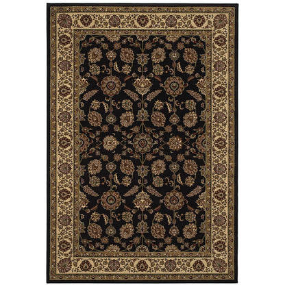 Ariana 271D3 Brown/Ivory Area Rug, brown ivory traditional oriental area rug with crisp Old-World pattern styling.