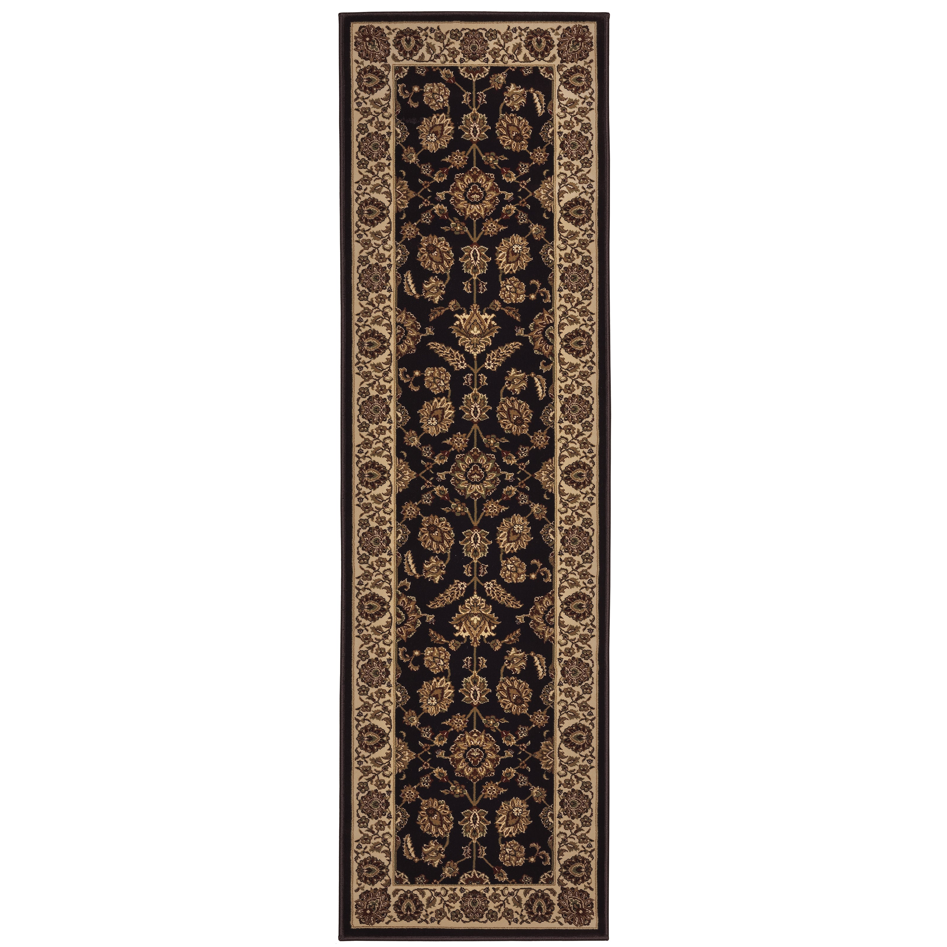 Ariana 271D3 Brown/Ivory Area Rug, brown ivory traditional oriental area rug with crisp Old-World pattern styling.