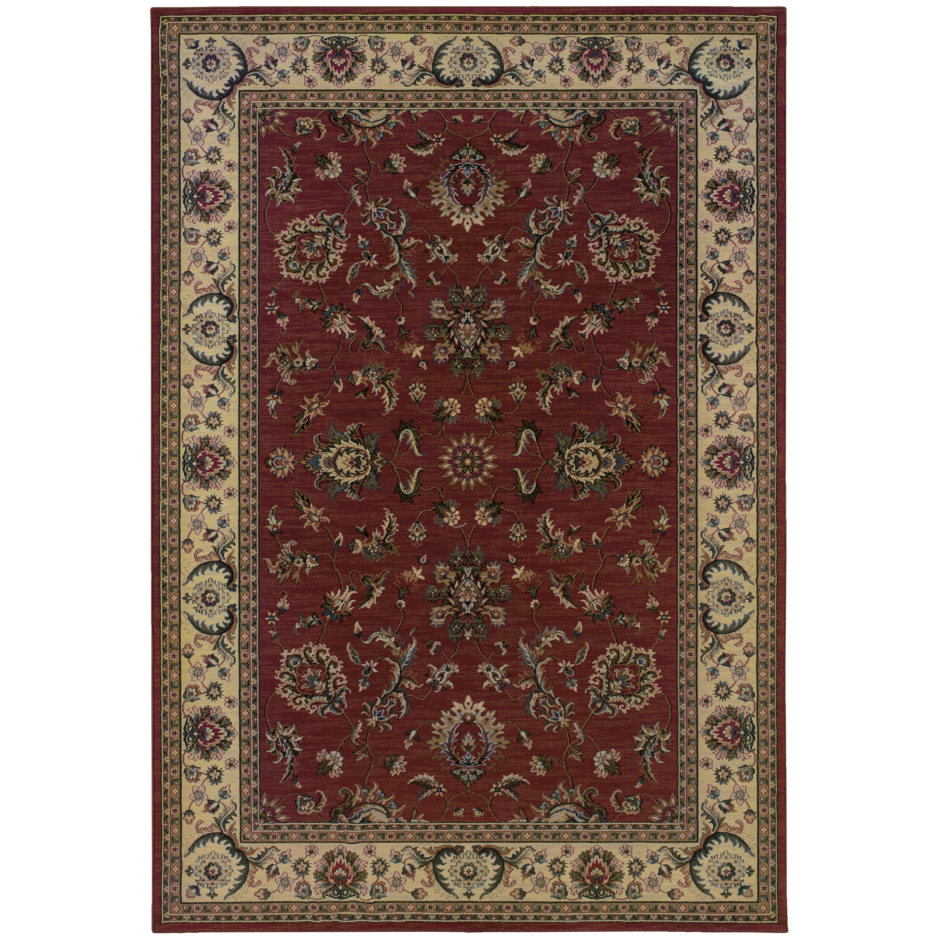 Ariana 311C3 Red/Ivory Area Rug, red ivory traditional oriental area rug with classic pattern detail and crisp updated color.