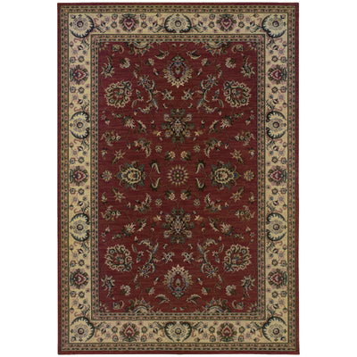 Ariana 311C3 Red/Ivory Area Rug, red ivory traditional oriental area rug with classic pattern detail and crisp updated color.