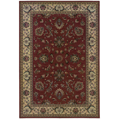 Ariana 311C3 Red/Ivory Area Rug, red ivory traditional oriental area rug with classic pattern detail and crisp updated color.