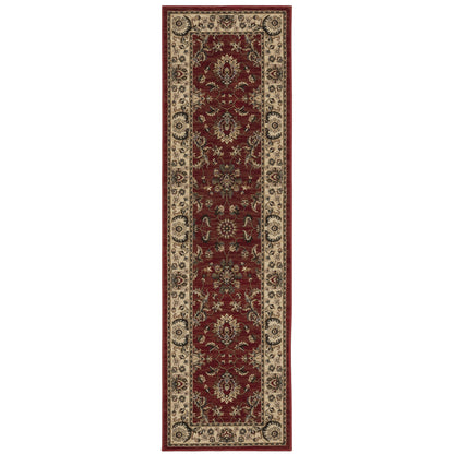 Ariana 311C3 Red/Ivory Area Rug, red ivory traditional oriental area rug with classic pattern detail and crisp updated color.