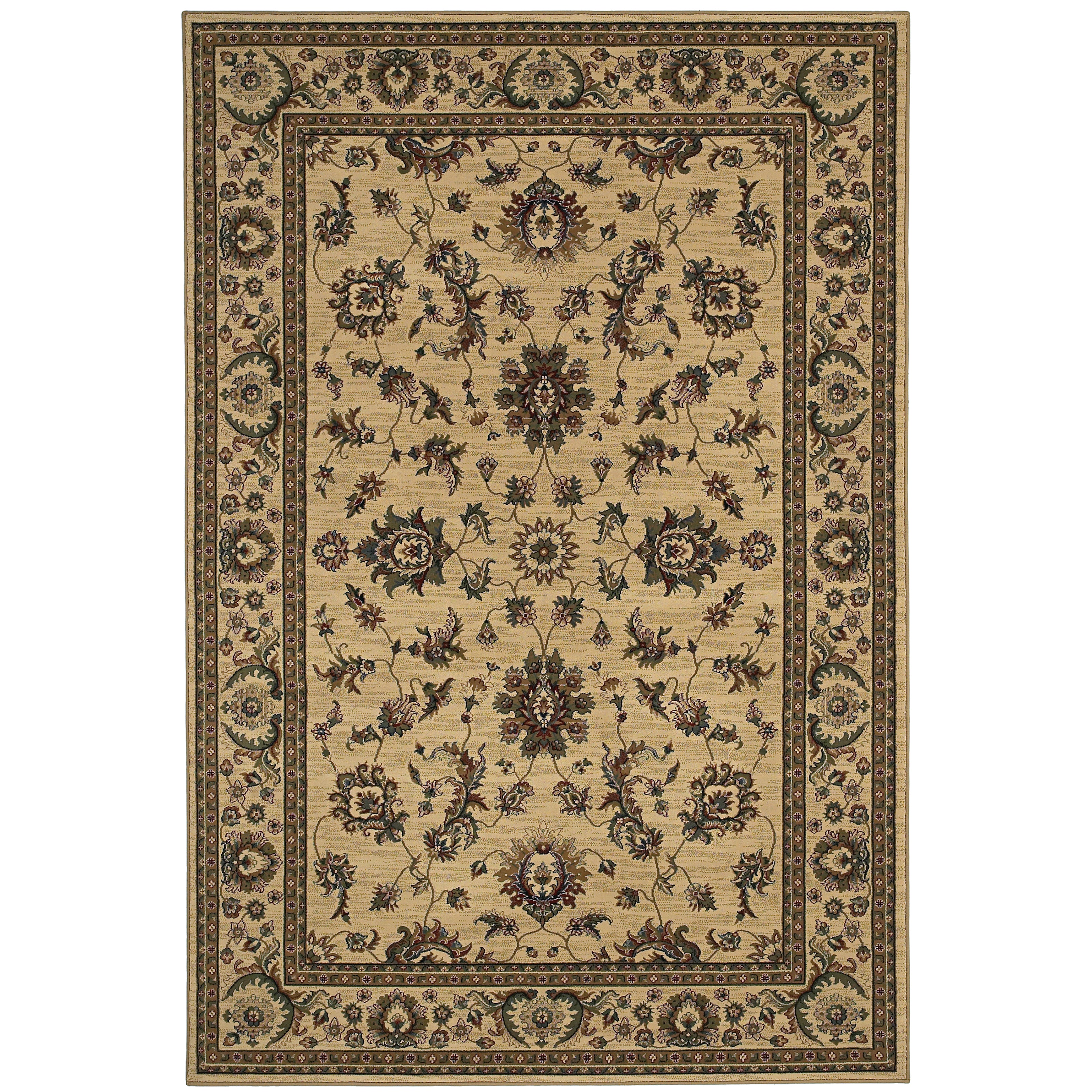 Ariana 311I3 Ivory/Green Area Rug, ivory green traditional oriental area rug with updated hues and refined collector-style design.